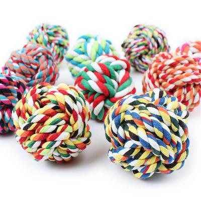 Pet Puppy Dog Cotton Ropes Chews Toy Ball Play Braided Knot 9cm Ball of Yarn Colorful Knitting Balls