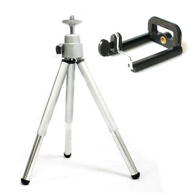 Portable Mini Flexible 2 Sections Tripod + Phone Clip for Smartphone Gopro Camera Accessory Set