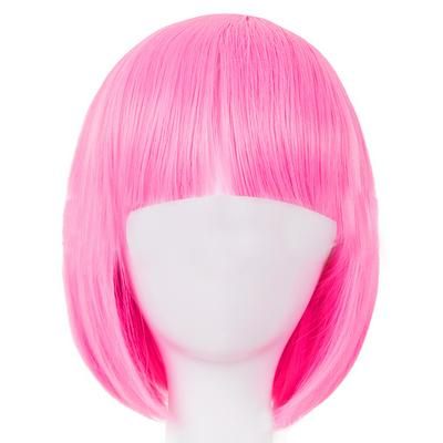 Bobo Head Real Natural Long Chemical Fiber Pink Synthetic Wigs for Women Gift
