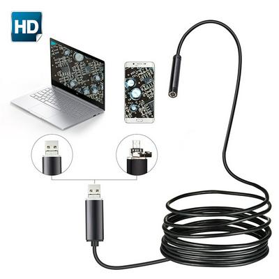 7mm 2 IN 1 USB Endoscope 480p HD Snake Tube and Android Borescope USB Endoscopio Inspection Micro Camera for PC Android OTG Smart Phone