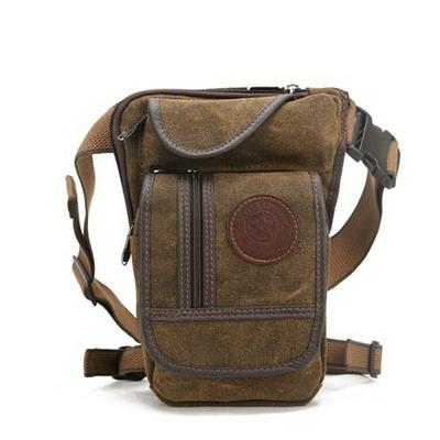 AOLAILUD Occident Retro Multi-Function Wear-Resistant Canvas Men Outdoor Sports Riding Motorcycle Messenger Shoulder Hip Belt Waist Leg Bag
