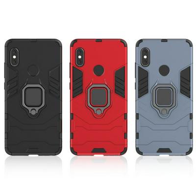 Black Leopard Series Armor 2 in 1 Detachable with Finger Ring Bracket Viewing Stand Support Hard PC + Soft TPU Hybrid Back Cover Case for Xiaomi Redmi Note 5