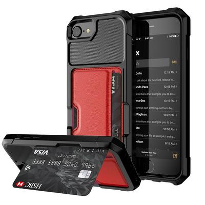 Magnetic Absorption Car Holding TPU with Hidden Card Holder Slots and Stand Support Back Cover Phone Case for iPhone 7 / 8