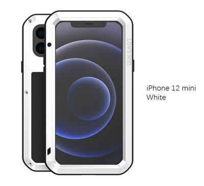 Love Mei Powerful Series Dust-Proof Shockproof Splash-Proof Silicone + Metal + Tempered Glass Support Wireless Charging Back Cover Case for iPhone 12 Mini (5.4)