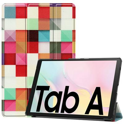 Colored Painting Tri-Fold Side Flip Shockproof PU Leather + Soft TPU with Stand and Auto Sleep / Wake Function Wallet Protective Case for Samsung Galaxy Tab A7 2020 T500