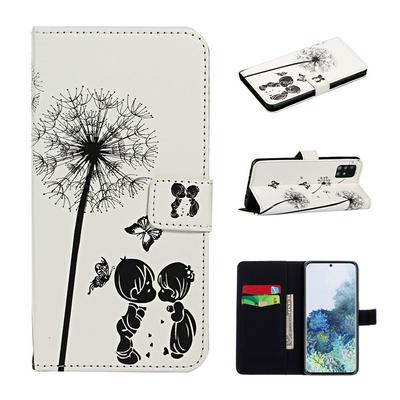 Color Painted Relief Pattern Side Flip Shockproof PU Leather Wallet Phone Protective Case with Stand and Card Slots for Samsung Galaxy A71