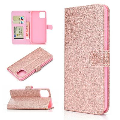 Glitter Type Side Flip Shockproof PU Leather Magnetic Adsorption Wallet Phone Case with Stand and Card Slots for iPhone 12 (5.4)