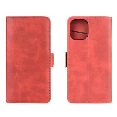Retro Side Flip Shockproof Anti-Scratch PU Leather + Soft TPU Picture Frame Double Buckles with Stand and Card Slots Wallet Case for iPhone 12 5.4