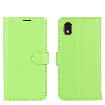 Solid Color Litchi Pattern Shock-Absorption Side Flip PU Leather + Soft TPU Card Slots with Magnetic Buckle and Stand Wallet Case for Samsung Galaxy A01 Core / M01 Core
