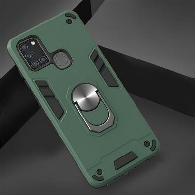 2 in 1 Detachable Shockproof Anti-Scratch Soft TPU + Hard PC with Magnetic Ring Bracket Back Cover Case for Samsung Galaxy A21s