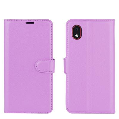 Solid Color Litchi Pattern Shock-Absorption Side Flip PU Leather + Soft TPU Card Slots with Magnetic Buckle and Stand Wallet Case for Samsung Galaxy A01 Core / M01 Core