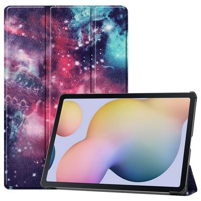 Colored Painting Tri-Fold Side Flip Shockproof PU Leather + Soft TPU with Stand and Auto Sleep / Wake Function Wallet Protective Case for Samsung Galaxy Tab S7+ T970