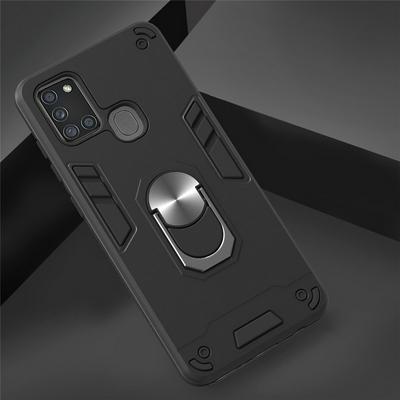 2 in 1 Detachable Shockproof Anti-Scratch Soft TPU + Hard PC with Magnetic Ring Bracket Back Cover Case for Samsung Galaxy A21s