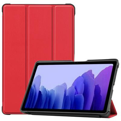 Solid Color Tri-Fold Side Flip Skin Feeling Shockproof PU Leather + Transparent Soft TPU with Stand and Pen Slot Wallet Protective Case for Samsung Galaxy Tab A7 2020 T500
