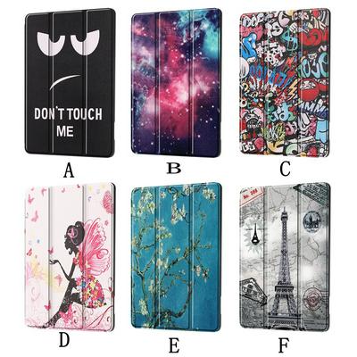 Colored Painting Tri-Fold Side Flip Auto Sleep Function PU Leather + Soft TPU with Stand and Pen Slot Wallet Protective Case for Samsung Galaxy Tab S6 Lite