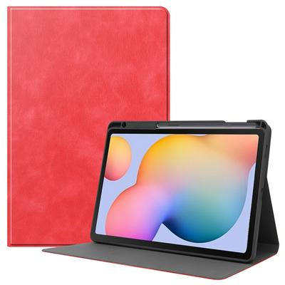 Cowhide Pattern Side Flip Anti-Scratch Shockproof PU Leather + Soft TPU Auto Sleep / Wake Function with Stand and Pen Slot Wallet Protective Case for Samsung Galaxy Tab S6 Lite