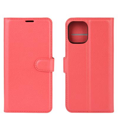Solid Color Litchi Pattern Shock-Absorption Side Flip PU Leather + Soft TPU Card Slots with Magnetic Buckle and Stand Wallet Case for iPhone 12 (6.1)