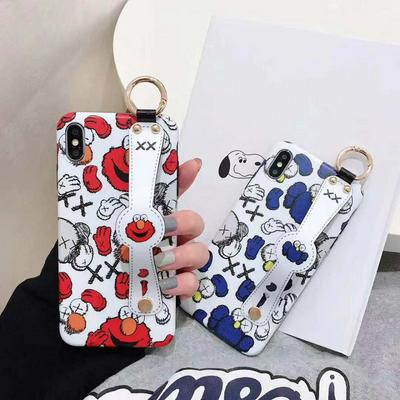 Cartoon Sesame Street Pattern Frosted with Wrist Strap Soft Silicone Edge Back Cover Case for iPhone 6 / 6S / 6 Plus / 6S Plus / 7 / 8 / 7 Plus / 8 Plus / X / Xs / XR 6.1 / Xs Max 6.5
