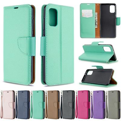 Solid Color Litchi Pattern Shock-Absorption Side Flip PU Leather + Soft TPU Card Slots with Magnetic Buckle and Stand Wallet Case for Samsung Galaxy A41
