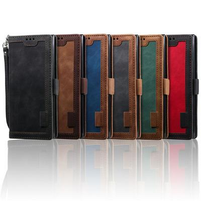 Retro Stitching Color Wrist Strap Style Side Flip Anti-Drop PU Leather + Soft TPU Picture Frame Card Slots with Magnetic Buckle and Stand Wallet Case for Samsung Galaxy Note 10