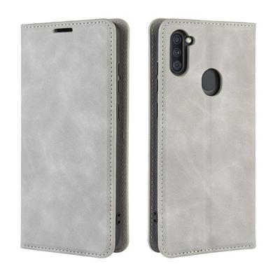 Solid Color Magnetic Attraction Side Flip Shockproof Anti-Scratch PU Leather + Soft TPU with Card Slots and Stand Wallet Protective Case for Samsung Galaxy A11 EU Version / Galaxy M11