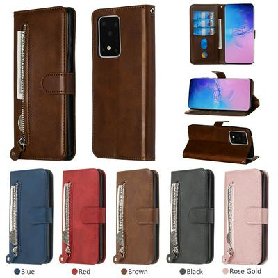 Calf Pattern Stylish Zipper Shockproof PU Leather + Soft TPU Card Slots with Stand and Magnetic Buckle Wallet Case for Samsung Galaxy S20 Ultra