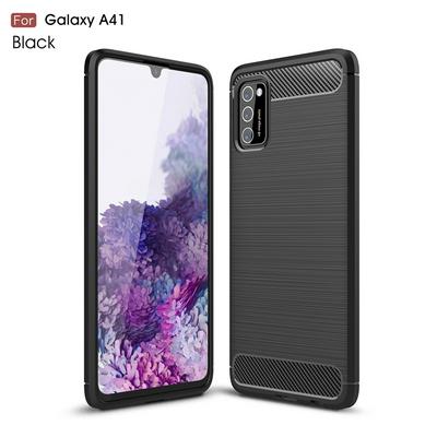 Carbon Fiber Brushed Non-Slip Anti-Fingerprint Shockproof Soft TPU Back Cover Case for Samsung Galaxy A41