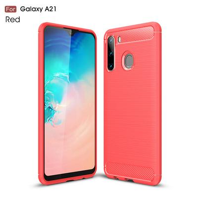 Carbon Fiber Pattern Brushed Shockproof Soft TPU Back Cover Case for Samsung Galaxy A21