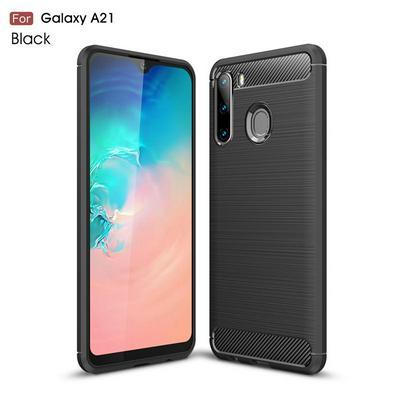 Carbon Fiber Pattern Brushed Shockproof Soft TPU Back Cover Case for Samsung Galaxy A21