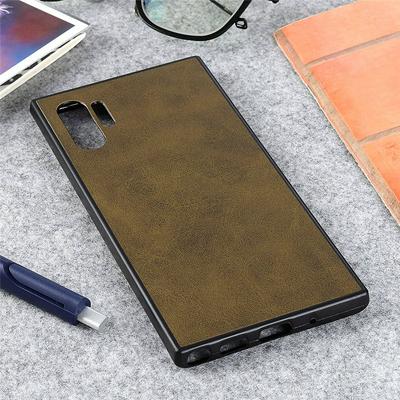 Leather-coated Phone Case for Samsung Galaxy Note 10+, Calfskin Grain Shockproof Protective Case