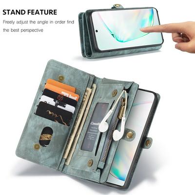 CaseMe 008 Series Zipper Style Shockproof PU Leather + Detachable Leather Coated TPU Back Card Slots with Picture Frame Wrist Strap and Buckle Wallet Case for Samsung Galaxy S20 
