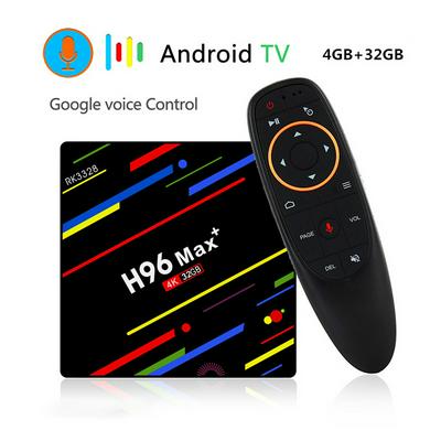 H96 Max+ Android 8.1 TV Box, RK3328 Quad-Core 64bit Cortex-A53 Android Box 4GB RAM 32GB ROM 2.4GHz WiFi 3D 4K Streaming Media Player - Voice Assistant