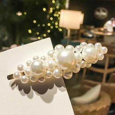 4pcs/set Pearl Hairpins Shiny Bling Hair Clips Simple Snap Barrette for Women
