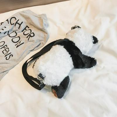 Furry Panda Crossbody Bag Casual Daily Shoulder Bag for Shopping, Walking