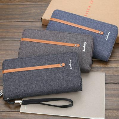 Baellerry Men's Canvas Wallet Zipper Retro Casual Multi-card Hand Clutch Bag Handbag