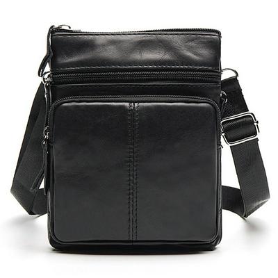 Retro Cowhide Business Shoulder Messenger Bag Zipper Small  Handbag for Men