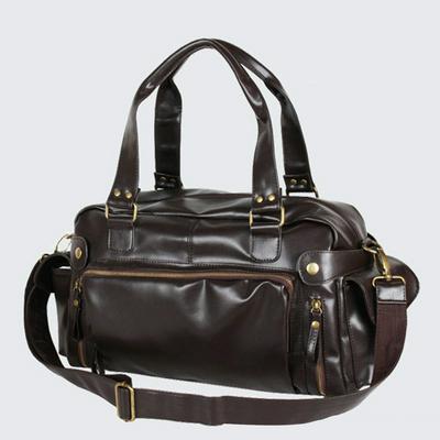 Men's Retro PU Leather Travel Handbag Shoulder Messenger Duffle Bag