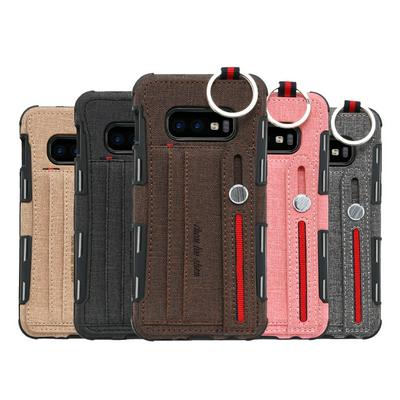 Cloth Texture Silver Circle Shockproof Soft TPU with Card Slots Back Cover Protective Case for Samsung Galaxy S10 Lite