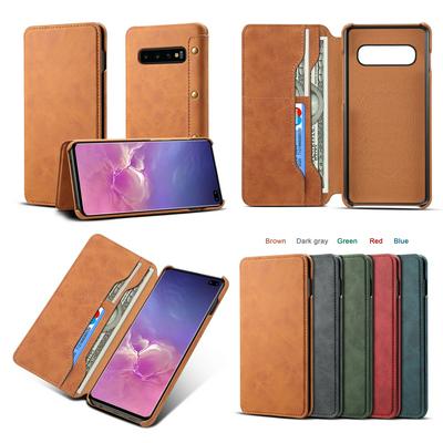 Retro Frosted Simple Style Side Flip Shockproof PU Leather + Hard PC with Card Slot and Stand Protective Case for Samsung Galaxy S10+ / S10 Plus