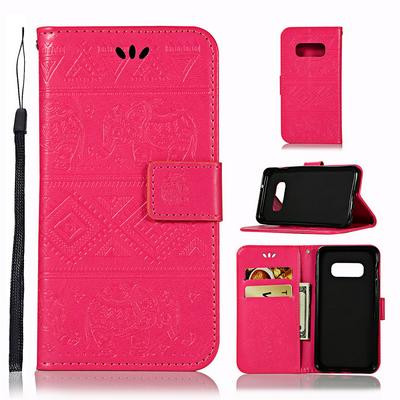 Elephant Embossed Pattern Side Flip PU Leather + Soft TPU Card Slots with Wrist Strap and Stand Wallet Protective Case for Samsung Galaxy S10 Lite