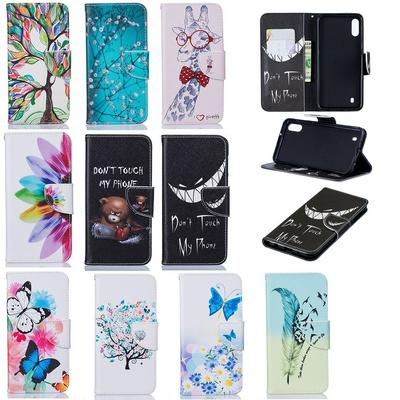 Plum Bear Feat Giraffe Color Painting Wallet Style PU Leather + Soft TPU Card Holder with Stand and Magnetic Buckle Case for Samsung Galaxy M10 