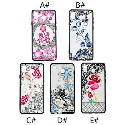 Diamond Studded 3D Colored Painting Lace Pattern TPU Back Cover Case for Samsung Galaxy A8 Star / A9 Star 