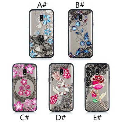 Diamond Studded 3D Colored Painting Lace Pattern TPU Back Cover Case for Samsung Galaxy J2 Core 2018