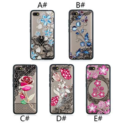 Diamond Studded 3D Colored Painting Lace Pattern TPU Back Cover Case for Xiaomi Redmi 6A 