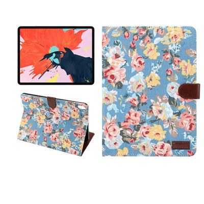 Cloth Texture Flower Pattern PU Leather + Soft TPU Card Holder with Magnetic Buckle and Stand Support Wallet Case for iPad Pro 11（2018）
