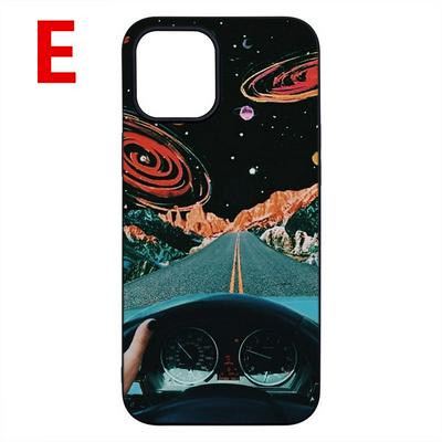 Black Background Colored Painting Old Pattern Scratch Resistant Soft TPU Back Cover Phone Case for iPhone 12(5.4)
