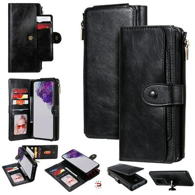 Retro Multi-Function Side Flip Shockproof PU Leather + Detachable Strong Magnetic TPU Multi-Card Slots Picture Frame with Buckle and Stand Zipper Wallet Case for Samsung Galaxy S20 Ultra