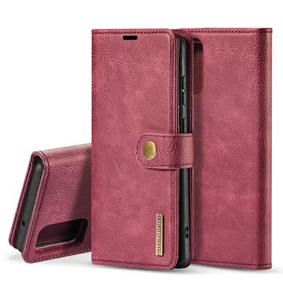DG.MING Two Fold Side Flip Shockproof PU Leather + Detachable Leather Coated Soft TPU with Card Slots and Buckle Wallet Case for Samsung Galaxy S20+