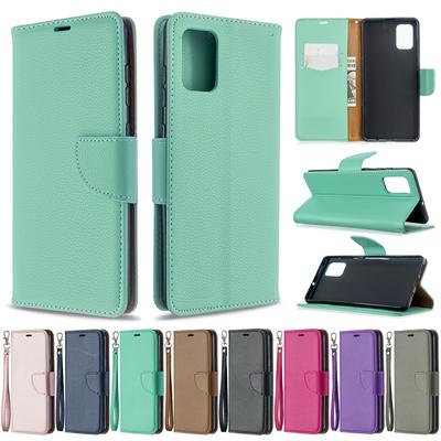 Lichee Skin Pattern PU Leather + Soft TPU Card Slots with Stand Support Protective Cover Case for Samsung Galaxy A71 