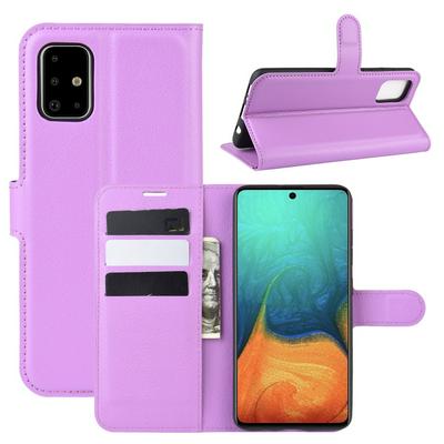 Litchi Pattern Shockproof Side Flip PU Leather + Soft TPU Card Slots with Magnetic Buckle and Stand Wallet Case for Samsung Galaxy A71